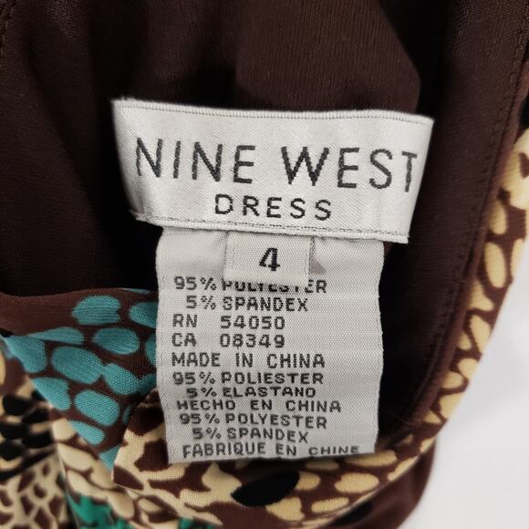 Nine West Dress Womens 4 Brown Multi Floral Boho Sleeveless Keyhole Back Midi - Picture 8 of 8